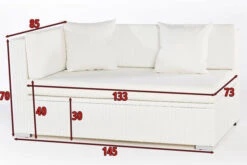 OUTFLEXX 2-Sitzer Ecksofa, Weiß, Polyrattan, 145x85x70cm, Armlehne Re, Inkl. Polster, Wasserfeste Kissenbox -Gartenladen 4 2511 4 BOX.jpg