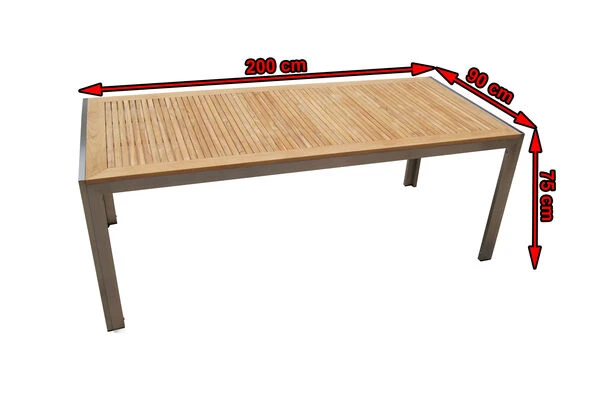 OUTFLEXX Esstisch, Edelstahl/FSC-Teakholz, 200x90cm 7 OUTFLEXX Esstisch, Edelstahl/FSC-Teakholz, 200x90cm – Bild 5