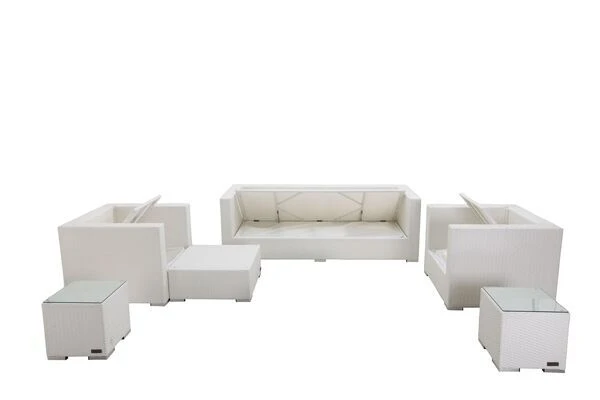OUTFLEXX Loungemöbel-Set, Weiß, Polyrattan, Für 6 Personen, Wasserfeste Kissenbox 6 OUTFLEXX Loungemöbel-Set, Weiß, Polyrattan, Für 6 Personen, Wasserfeste Kissenbox – Bild 4