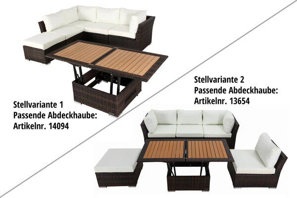 OUTFLEXX Loungemöbel-Set, Braun Marmoriert, Polyrattan, Inkl. Loungetisch, Für 5 Personen, Wasserfeste Kissenbox 10 OUTFLEXX Loungemöbel-Set, Braun Marmoriert, Polyrattan, Inkl. Loungetisch, Für 5 Personen, Wasserfeste Kissenbox – Bild 8