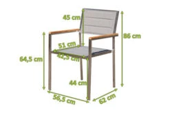 OUTFLEXX Stuhl, Silber, Edelstahl/Textilene, Padded, Armlehnen Aus FSC-Teakholz, 62x56,5x86cm 13 OUTFLEXX Stuhl, Silber, Edelstahl/Textilene, Padded, Armlehnen Aus FSC-Teakholz, 62x56,5x86cm -Gartenladen 5 13515.jpg