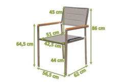 OUTFLEXX Stuhl, Taupe, Edelstahl/Textilene, Padded, Armlehnen Aus FSC-Teakholz, 62x56,5x86cm -Gartenladen 5 13516.jpg