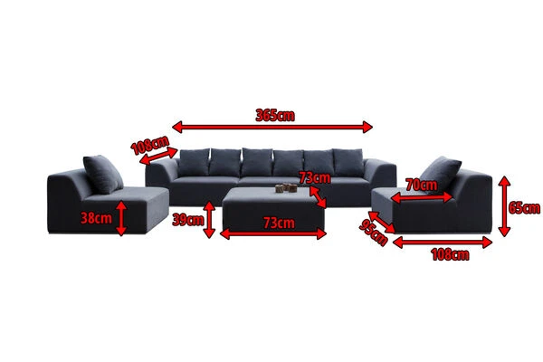 OUTFLEXX Buddha Loungeset, Flanelle, Alu/Sunbrella, 7-8 Personen, Inkl. Dekokissen 7 OUTFLEXX Buddha Loungeset, Flanelle, Alu/Sunbrella, 7-8 Personen, Inkl. Dekokissen – Bild 5