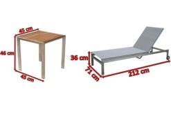OUTFLEXX 2er-Set Rollliege, Silber, Edelstahl/Teak, 212x71x36 Cm, Mit Beistelltisch 45x45cm 15 OUTFLEXX 2er-Set Rollliege, Silber, Edelstahl/Teak, 212x71x36 Cm, Mit Beistelltisch 45x45cm -Gartenladen 5 14170.jpg