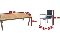 OUTFLEXX Set, Schwarz, Edelstahl/Teak, Esstisch 200 X 90 Cm, 6 Stapelstühle -Gartenladen 5 14211.jpg