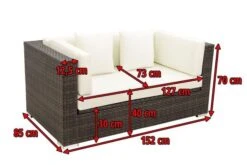 OUTFLEXX 2-Sitzer Sofa, Braun Marmoriert, Polyrattan, 152 X 85 X 70 Cm, Wasserfeste Kissenbox -Gartenladen 5 15734 2 BOX.jpg