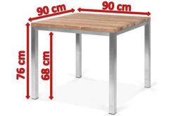OUTFLEXX Esstisch, Silber/natur, Edelstahl/ Recyceltes FSC®-Teakholz, 90x90cm, Rustikal Gebürstet -Gartenladen 5 15860.jpg