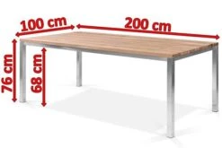 OUTFLEXX Esstisch, Silber/natur, Edelstahl/ Recyceltes FSC®-Teakholz, 200x100cm, Rustikal Gebürstet 13 OUTFLEXX Esstisch, Silber/natur, Edelstahl/ Recyceltes FSC®-Teakholz, 200x100cm, Rustikal Gebürstet -Gartenladen 5 15863.jpg