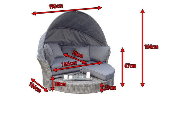 OUTFLEXX Sonneninsel, Grau, Polyrattan, Halbrund, 193 X 104 X 74 Cm, Hocker Drehbar, Dach Klappbar 7 OUTFLEXX Sonneninsel, Grau, Polyrattan, Halbrund, 193 X 104 X 74 Cm, Hocker Drehbar, Dach Klappbar – Bild 5