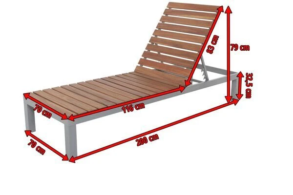 VILLANA Gartenliege, Alu / FSC-Akazienholz, 200 X 70 X 33 Cm, 4-Stufen Verstellbar 7 VILLANA Gartenliege, Alu / FSC-Akazienholz, 200 X 70 X 33 Cm, 4-Stufen Verstellbar – Bild 5