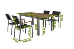 VILLANA Esstischgarnitur, Silber/schwarz, Alu / FSC-Akazienholz, Ausziehtisch 150/200 Cm, 4 Stapelsessel 18 VILLANA Esstischgarnitur, Silber/schwarz, Alu / FSC-Akazienholz, Ausziehtisch 150/200 Cm, 4 Stapelsessel -Gartenladen 5 16463.jpg