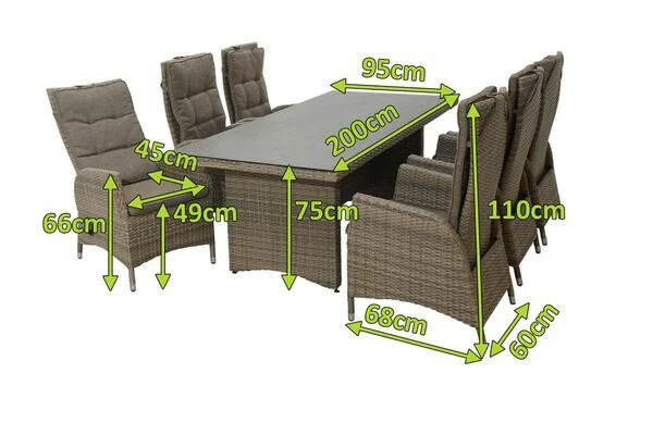 Ploß Elba Esstischgarnitur, Champagner-meliert/savanna, 200 X 95 Cm, Polyrattan/Alu, 13-tlg. 7 Ploß Elba Esstischgarnitur, Champagner-meliert/savanna, 200 X 95 Cm, Polyrattan/Alu, 13-tlg. – Bild 5