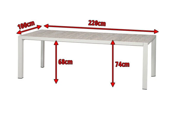 SIENA GARDEN Silva Diningtisch, Weiß/washed Grey, Alu/Keramik, 220x100cm 7 SIENA GARDEN Silva Diningtisch, Weiß/washed Grey, Alu/Keramik, 220x100cm – Bild 5