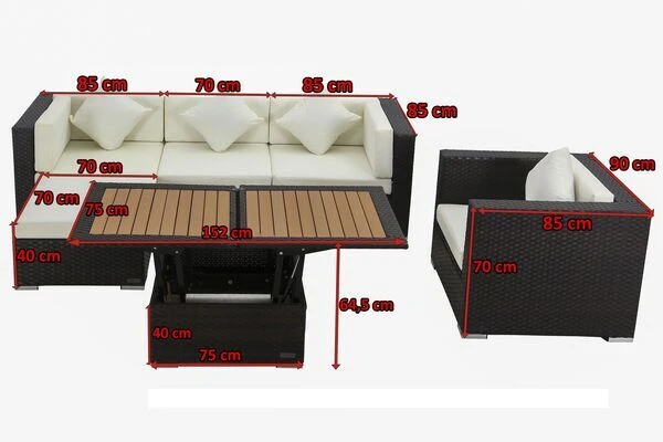 OUTFLEXX Loungemöbel-Set, Braun, Polyrattan, Für 5 Personen, Inkl. Loungetisch, Wasserfeste Kissenbox 7 OUTFLEXX Loungemöbel-Set, Braun, Polyrattan, Für 5 Personen, Inkl. Loungetisch, Wasserfeste Kissenbox – Bild 5