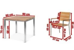 OUTFLEXX Esstischgarnitur, Silber, Edelstahl / FSC-Teakholz, Tisch 90 X 90 Cm, 4 Stapelsessel -Gartenladen 5 17254.jpg