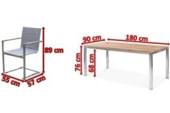 OUTFLEXX Esstischgarnitur, Edelstahl / FSC-Teak, Tisch 180 X 90 Cm, 6 Freischwinger Padded, Silber -Gartenladen 5 17286.jpg