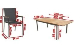 STERN Polaris Esstischgruppe, Silbergrau, Edelstahl/FSC-Teak, Tisch 200/300 X 100 Cm, 6 Stapelsessel -Gartenladen 5 18086.jpg