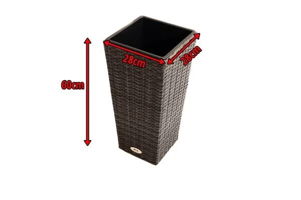 Ploß Rocking Pflanzgefäß, Grau/braun-meliert, Polyrattan, Konisch, 28x28x60 Cm, Kunststoffeinsatz 7 Ploß Rocking Pflanzgefäß, Grau/braun-meliert, Polyrattan, Konisch, 28x28x60 Cm, Kunststoffeinsatz – Bild 5