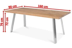 OUTFLEXX Esstisch, Edelstahl/recyceltes FSC®-Teak, 160x90cm, A-Gestell, Rustikal Gebürstet 11 OUTFLEXX Esstisch, Edelstahl/recyceltes FSC®-Teak, 160x90cm, A-Gestell, Rustikal Gebürstet -Gartenladen 5 18319.jpg