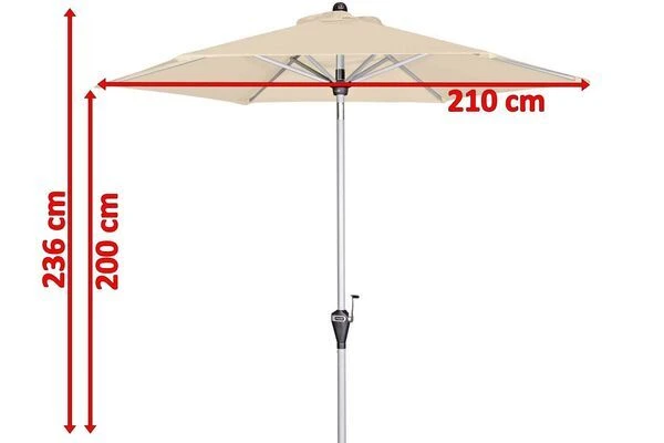 DOPPLER Active Auto Tilt Mittelstockschirm, Natur, Aluminium/Textil, Ø210cm, Höhenverstellbar, Knickbar, Mit Kurbel 7 DOPPLER Active Auto Tilt Mittelstockschirm, Natur, Aluminium/Textil, Ø210cm, Höhenverstellbar, Knickbar, Mit Kurbel – Bild 5