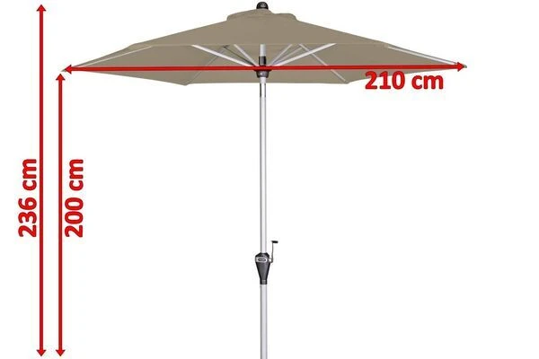 DOPPLER Active Auto Tilt Mittelstockschirm, Greige, Aluminium/Textil, Ø210cm, Höhenverstellbar, Knickbar, Mit Kurbel 7 DOPPLER Active Auto Tilt Mittelstockschirm, Greige, Aluminium/Textil, Ø210cm, Höhenverstellbar, Knickbar, Mit Kurbel – Bild 5