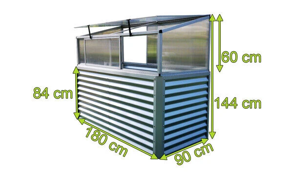 OUTFLEXX Set Hochbeet Und Aufsatz (mit Schiebetüren), Silber, Zincalume/Alu/Polycarbonat, 180 Cm, Pulverbeschichtet 6 OUTFLEXX Set Hochbeet Und Aufsatz (mit Schiebetüren), Silber, Zincalume/Alu/Polycarbonat, 180 Cm, Pulverbeschichtet – Bild 5