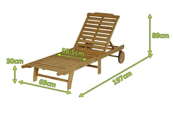 Ploß Rollliege, FSC®-Akazienholz, Geölt, 197 X 69 X 30 Cm, Klappbar, Verstellbar 7 Ploß Rollliege, FSC®-Akazienholz, Geölt, 197 X 69 X 30 Cm, Klappbar, Verstellbar – Bild 5