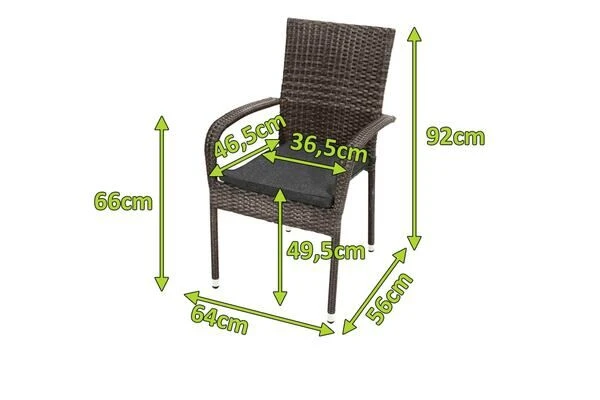 Ploß Rocking Basic Stapelstuhl, Grau/braun-meliert, Polyrattan, 56 X 64 X 92 Cm, Inkl. Polster 7 Ploß Rocking Basic Stapelstuhl, Grau/braun-meliert, Polyrattan, 56 X 64 X 92 Cm, Inkl. Polster – Bild 5