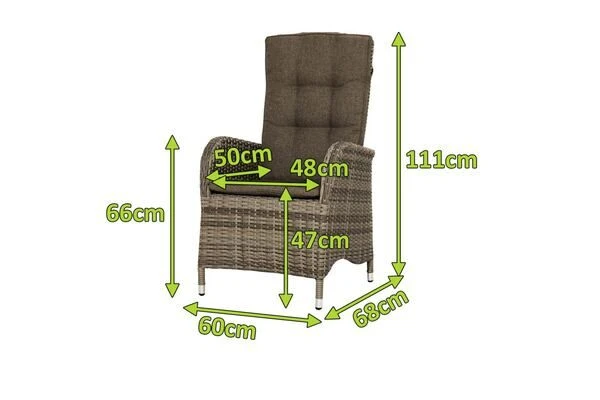 Ploß Rabida Dining Sessel, Champagner-meliert, Polyrattan, 60x68x111 Cm, Verstellbar, Inkl. Polster 7 Ploß Rabida Dining Sessel, Champagner-meliert, Polyrattan, 60x68x111 Cm, Verstellbar, Inkl. Polster – Bild 5