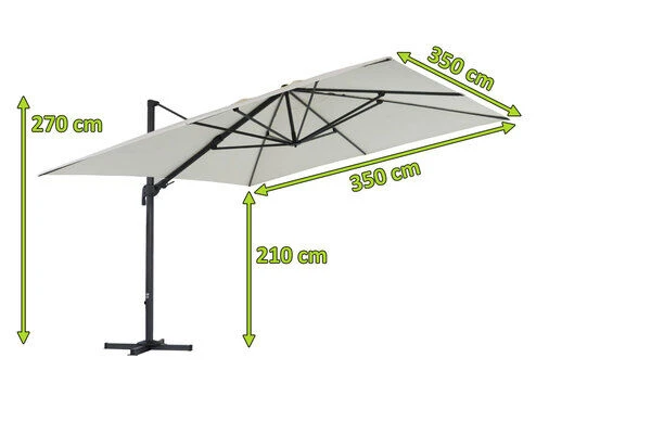 OUTFLEXX Ampelschirm, Anthrazit/creme, Alu/Polyester, 350x350cm, Inkl. Plattenständer 7 OUTFLEXX Ampelschirm, Anthrazit/creme, Alu/Polyester, 350x350cm, Inkl. Plattenständer – Bild 5