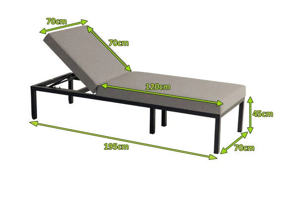 HARTMAN Eva Loungeliege, Flanelle, Sunbrella, 195 X 70 X 45 Cm, Rückenlehne Verstellbar, Hohe Liegefläche 7 HARTMAN Eva Loungeliege, Flanelle, Sunbrella, 195 X 70 X 45 Cm, Rückenlehne Verstellbar, Hohe Liegefläche – Bild 5