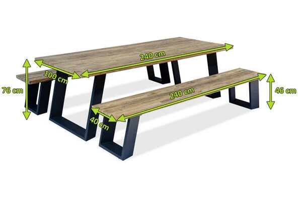 OUTFLEXX Zero Esstischgarnitur, Dark Grey/natur, Alu/recycled FSC-Teak, Esstisch 240x100cm, 2x Bank 240x40cm 7 OUTFLEXX Zero Esstischgarnitur, Dark Grey/natur, Alu/recycled FSC-Teak, Esstisch 240x100cm, 2x Bank 240x40cm – Bild 5