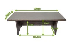 OUTFLEXX Dining Tisch, Braun Marmoriert, Polyrattan, 220 X 100 Cm, Tischplatte Spraystone, 6mm -Gartenladen 5 20663.jpg