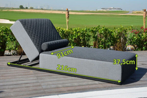 OUTFLEXX Liege, Flanelle/sooty, Sunbrella/Alu, 216x91x37,5cm, Rückenlehne Verstellbar 7 OUTFLEXX Liege, Flanelle/sooty, Sunbrella/Alu, 216x91x37,5cm, Rückenlehne Verstellbar – Bild 5