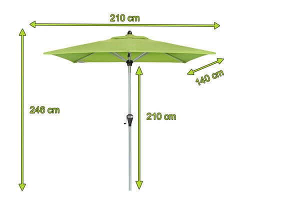 DOPPLER Active Auto Tilt Mittelstockschirm, Fresh Green, Alu/Polyester, 210x140 Cm, Höhenverstellbar, Mit Kurbel 7 DOPPLER Active Auto Tilt Mittelstockschirm, Fresh Green, Alu/Polyester, 210x140 Cm, Höhenverstellbar, Mit Kurbel – Bild 5