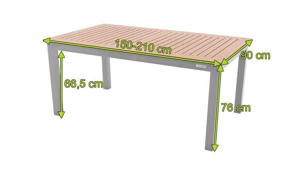 DOPPLER Expert Esstisch, Silber/Holzoptik, Aluminium, 150-210x90 Cm, Ausziehbar 7 DOPPLER Expert Esstisch, Silber/Holzoptik, Aluminium, 150-210x90 Cm, Ausziehbar – Bild 5