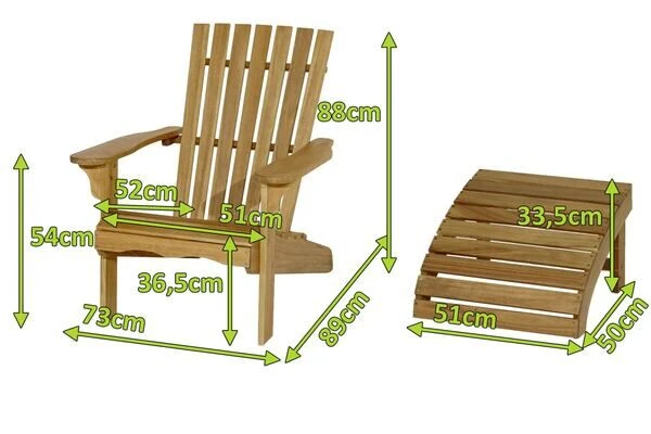 Ploß Adirondack Sessel, Teakoptik, FSC®-Akazienholz, 73x89x88 Cm, Mit Hocker 50x51x33,5 Cm 7 Ploß Adirondack Sessel, Teakoptik, FSC®-Akazienholz, 73x89x88 Cm, Mit Hocker 50x51x33,5 Cm – Bild 5