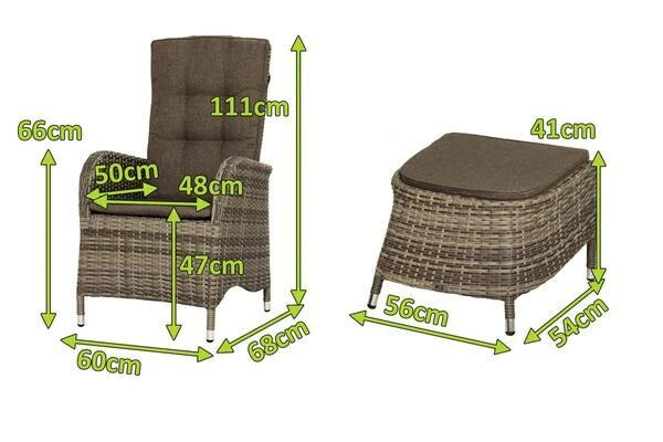Ploß Rabida Dining Sessel, Champagner-meliert, Polyrattan, Verstellbar, Mit Fußhocker 7 Ploß Rabida Dining Sessel, Champagner-meliert, Polyrattan, Verstellbar, Mit Fußhocker – Bild 5