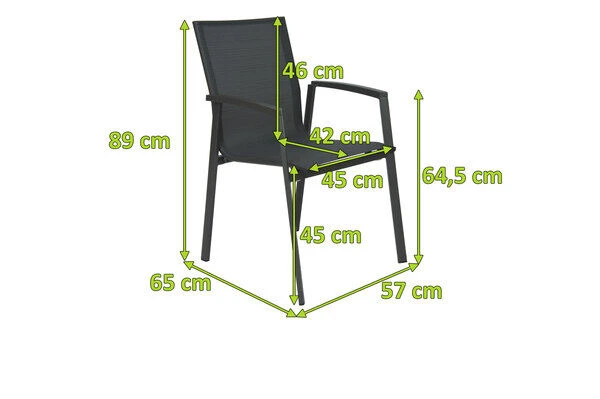 STERN New Top Stapelsessel, Anthrazit/karbon, Aluminium/Textil, 65x57x89 Cm, Pulverbeschichtet, Stapelbar 7 STERN New Top Stapelsessel, Anthrazit/karbon, Aluminium/Textil, 65x57x89 Cm, Pulverbeschichtet, Stapelbar – Bild 5