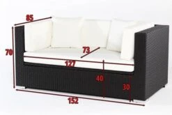 OUTFLEXX 2-Sitzer Sofa, Schwarz, Polyrattan 152x85x70cm, Inkl. Polster Und Wasserfeste Kissenbox 11 OUTFLEXX 2-Sitzer Sofa, Schwarz, Polyrattan 152x85x70cm, Inkl. Polster Und Wasserfeste Kissenbox -Gartenladen 5 2392 2 BOX.jpg