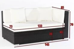 OUTFLEXX 2-Sitzer Ecksofa, Schwarz, Polyrattan, 145x85x70cm, Armlehne Links, Wasserfeste Kissenbox 11 OUTFLEXX 2-Sitzer Ecksofa, Schwarz, Polyrattan, 145x85x70cm, Armlehne Links, Wasserfeste Kissenbox -Gartenladen 5 2392 3 BOX.jpg