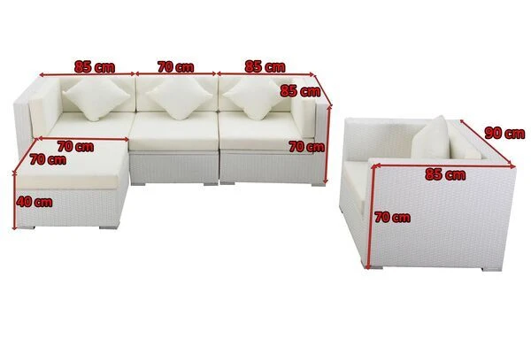 OUTFLEXX Loungemöbel-Set, Weiß, Polyrattan, Für 5 Personen, Wasserfeste Kissenbox 7 OUTFLEXX Loungemöbel-Set, Weiß, Polyrattan, Für 5 Personen, Wasserfeste Kissenbox – Bild 5