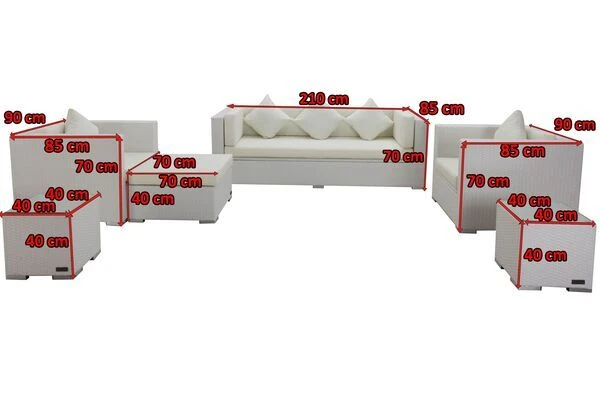 OUTFLEXX Loungemöbel-Set, Weiß, Polyrattan, Für 6 Personen, Wasserfeste Kissenbox 7 OUTFLEXX Loungemöbel-Set, Weiß, Polyrattan, Für 6 Personen, Wasserfeste Kissenbox – Bild 5