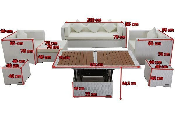 OUTFLEXX Loungemöbel-Set, Weiß, Polyrattan, Für 6 Personen, Inkl. Loungetisch, Wasserfeste Kissenbox 7 OUTFLEXX Loungemöbel-Set, Weiß, Polyrattan, Für 6 Personen, Inkl. Loungetisch, Wasserfeste Kissenbox – Bild 5