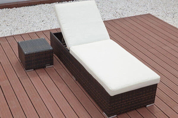 OUTFLEXX 2er-Set Sonnenliegen, Braun Marmoriert, Polyrattan, Je 200x70x45cm, Mit Beistelltisch 7 OUTFLEXX 2er-Set Sonnenliegen, Braun Marmoriert, Polyrattan, Je 200x70x45cm, Mit Beistelltisch – Bild 5