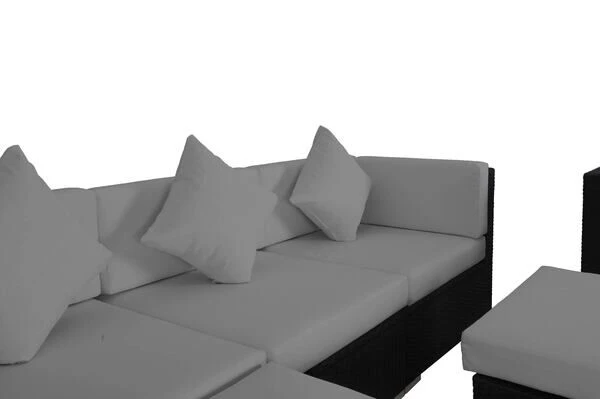 OUTFLEXX Loungemöbel, Schwarz, Polyrattan, Für 5 Personen, Inkl. Kaffeetisch, Kissenboxfunktion 8 OUTFLEXX Loungemöbel, Schwarz, Polyrattan, Für 5 Personen, Inkl. Kaffeetisch, Kissenboxfunktion – Bild 6