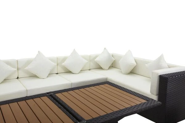 OUTFLEXX Loungemöbel-Set, Braun, Polyrattan, Für 8 Personen, Inkl. Loungetisch, Wasserfeste Kissenbox 9 OUTFLEXX Loungemöbel-Set, Braun, Polyrattan, Für 8 Personen, Inkl. Loungetisch, Wasserfeste Kissenbox – Bild 7