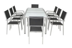 VILLANA Esstischgarnitur, Silber/schwarz, Alu/Textil, Tisch 160/220 Cm, 8 Stapelstühle -Gartenladen 6 13875.jpg