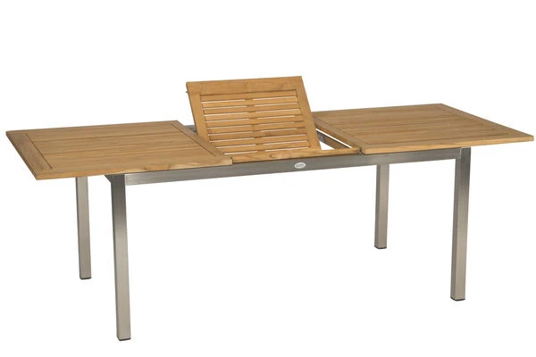 STERN Cardiff Esstischgarnitur, Taupe/grau, Edelstahl/Textil, 162/220 X 90 Cm, 6 Pers., FSC-Teakholz 8 STERN Cardiff Esstischgarnitur, Taupe/grau, Edelstahl/Textil, 162/220 X 90 Cm, 6 Pers., FSC-Teakholz – Bild 6