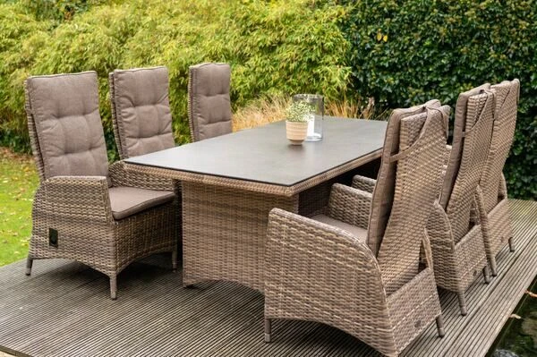 Ploß Elba Esstischgarnitur, Champagner-meliert/savanna, 200 X 95 Cm, Polyrattan/Alu, 13-tlg. 8 Ploß Elba Esstischgarnitur, Champagner-meliert/savanna, 200 X 95 Cm, Polyrattan/Alu, 13-tlg. – Bild 6